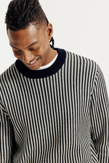 Trui ronde hals in gestreept jacquard