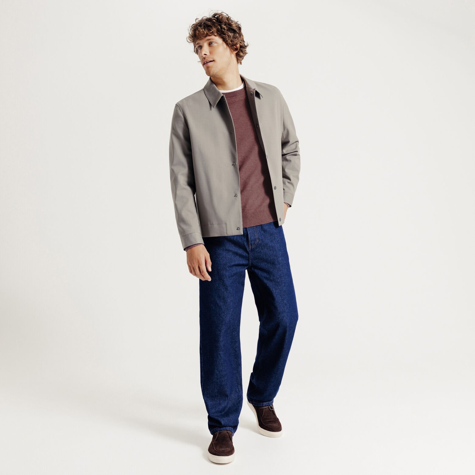 Pull col rond jeux de points fantaisie