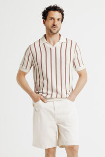 Polo en maille col resort jeux de points fantaisie