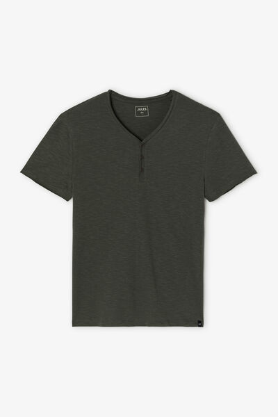 T-shirt met knooplijst in gevlamde stof