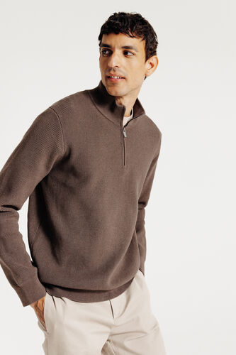 Pull col montant zippé gaufré