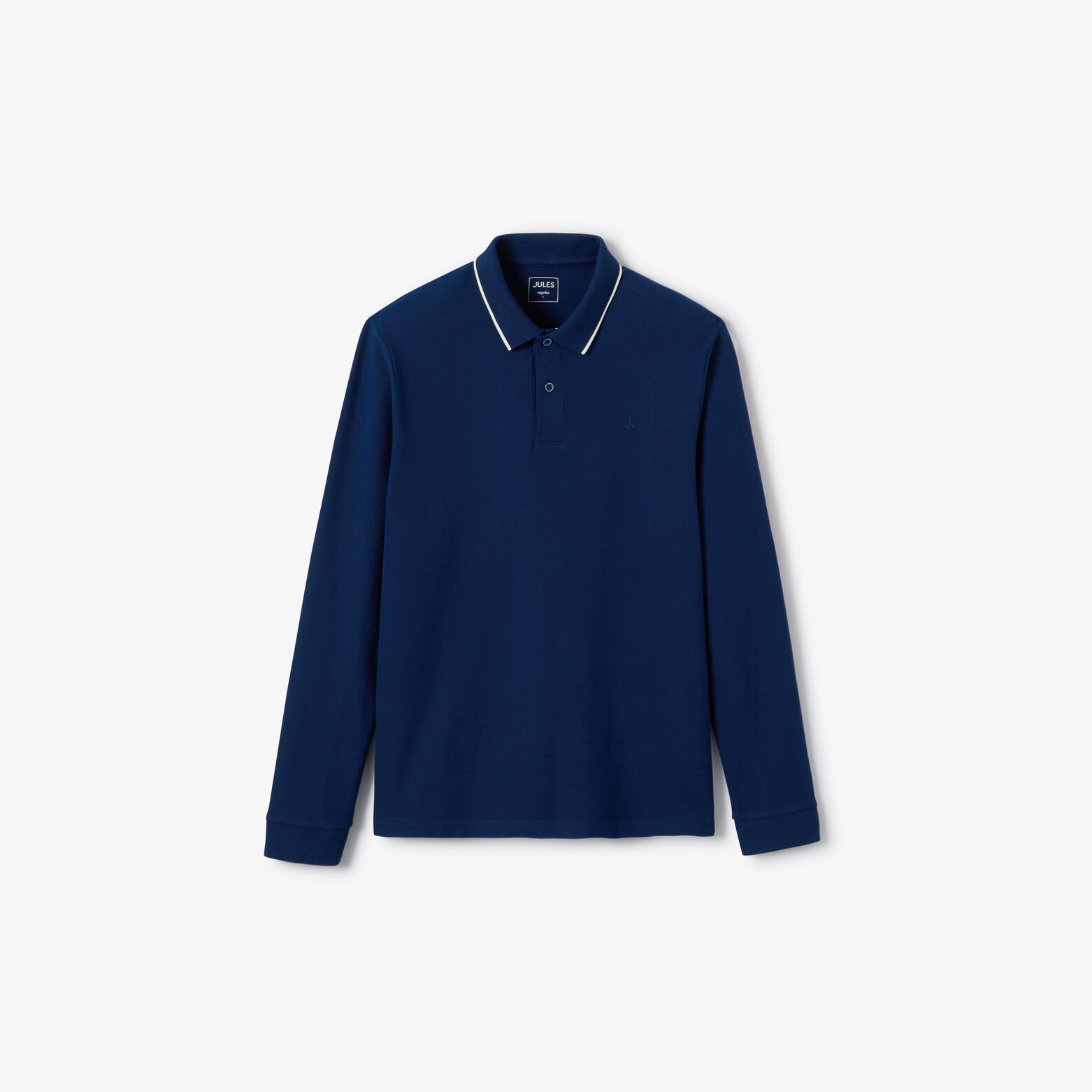 Polo met lange mouwen in effen piqu&eacute;