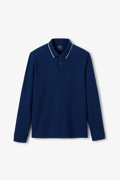 Polo met lange mouwen in effen piqu&eacute;