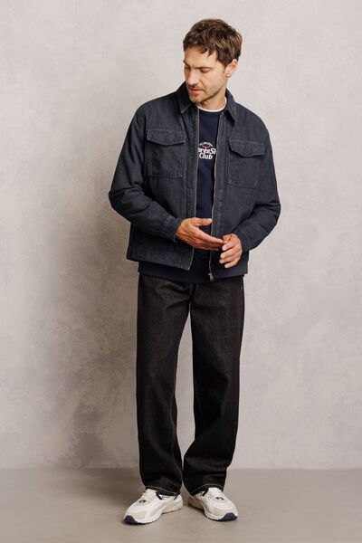 Veste zipp&eacute;e en velours col chemise 100% coton