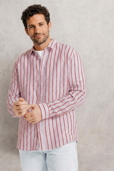 Chemise 100% lin ray&eacute;e
