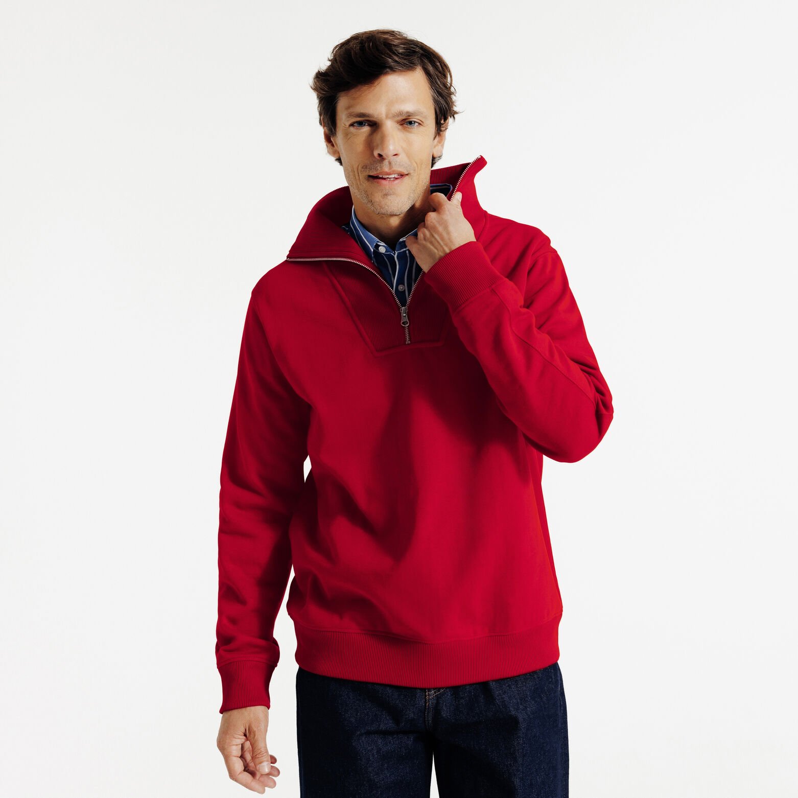 Sweat col camionneur zipp&eacute;