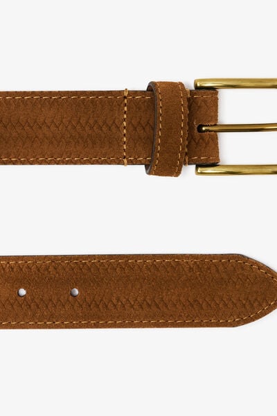 Ceinture cuir su&eacute;d&eacute; emboss&eacute;e