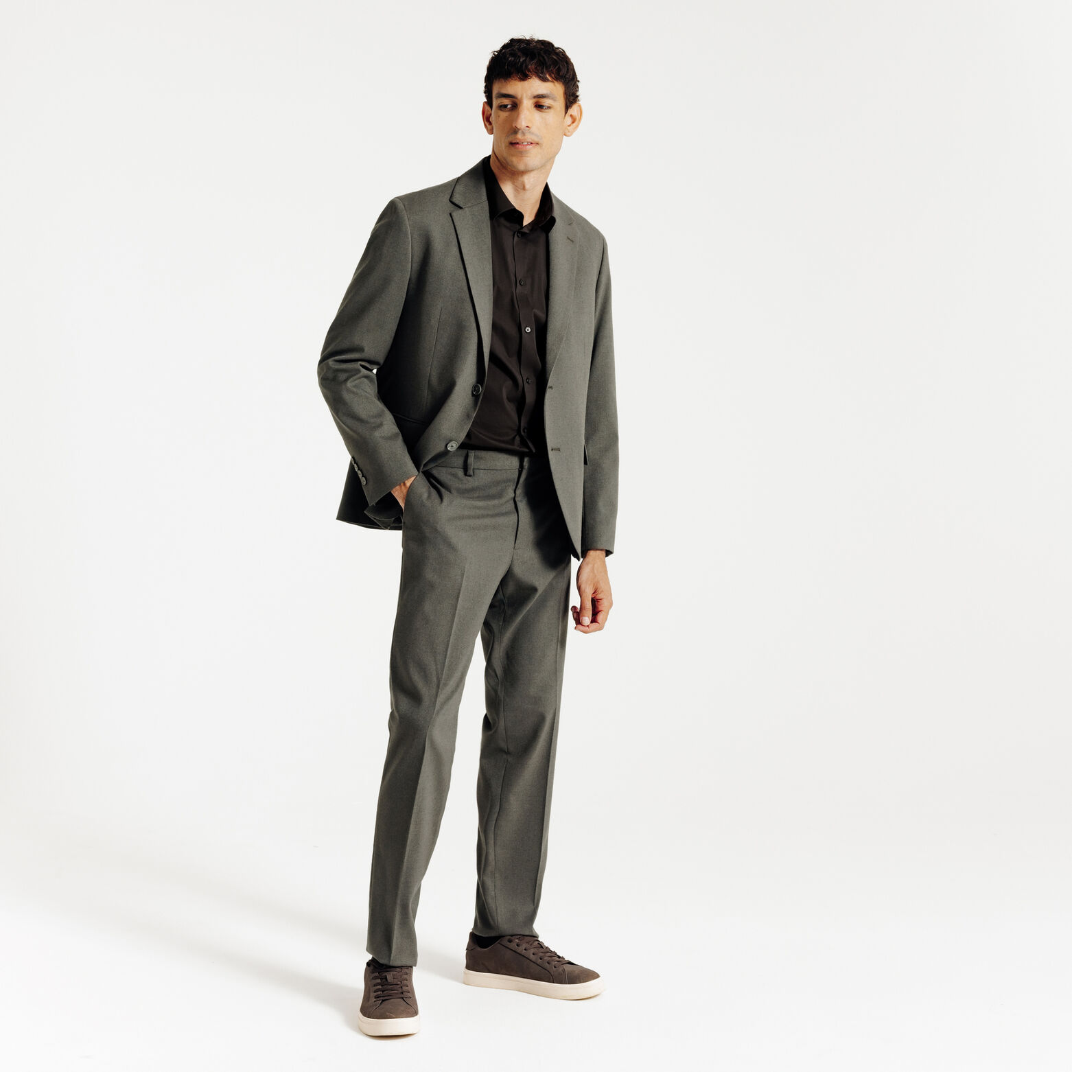 Slim effen hemd in gerecyclede polyamide