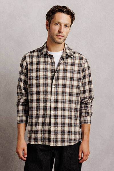 Chemise regular col fran&ccedil;ais &agrave; carreaux