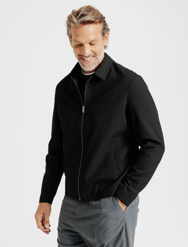 Veste zipp&eacute;e col chemise