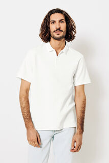 Polo manches courtes textur&eacute; col zipp&eacute;
