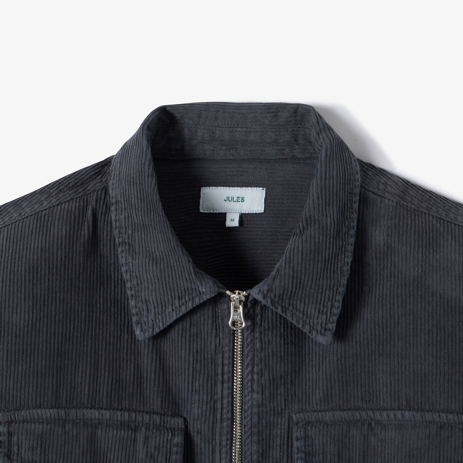 Veste zipp&eacute;e en velours col chemise