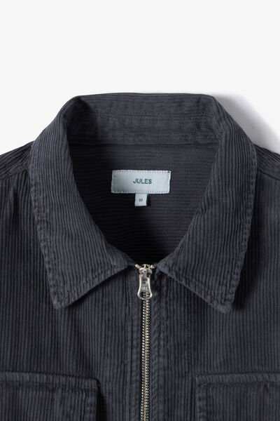 Veste zipp&eacute;e en velours col chemise