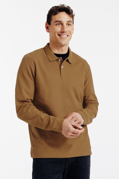 Polo manches longues piqu&eacute; uni