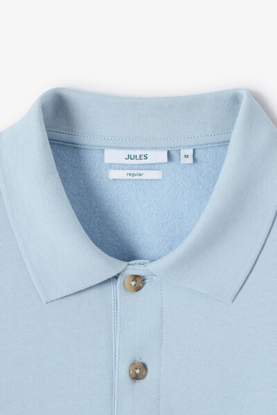 Sweat col polo boutonn&eacute; molleton uni