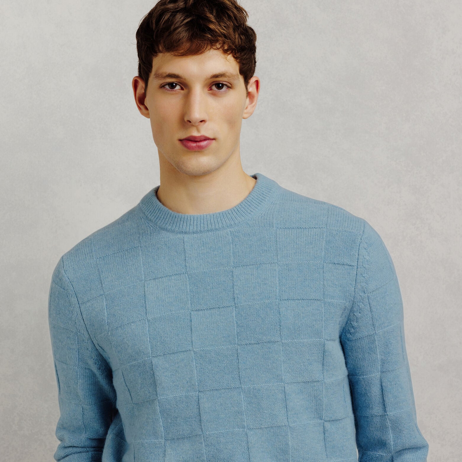 Pull col rond damier