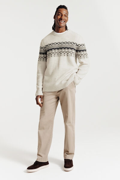 Pull col rond jacquard norvégien