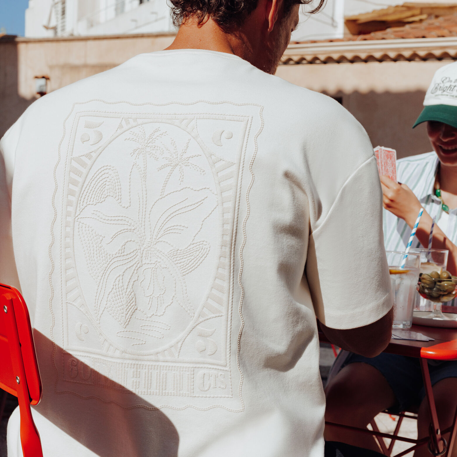 Tee shirt col rond relax imprim&eacute; dos timbre