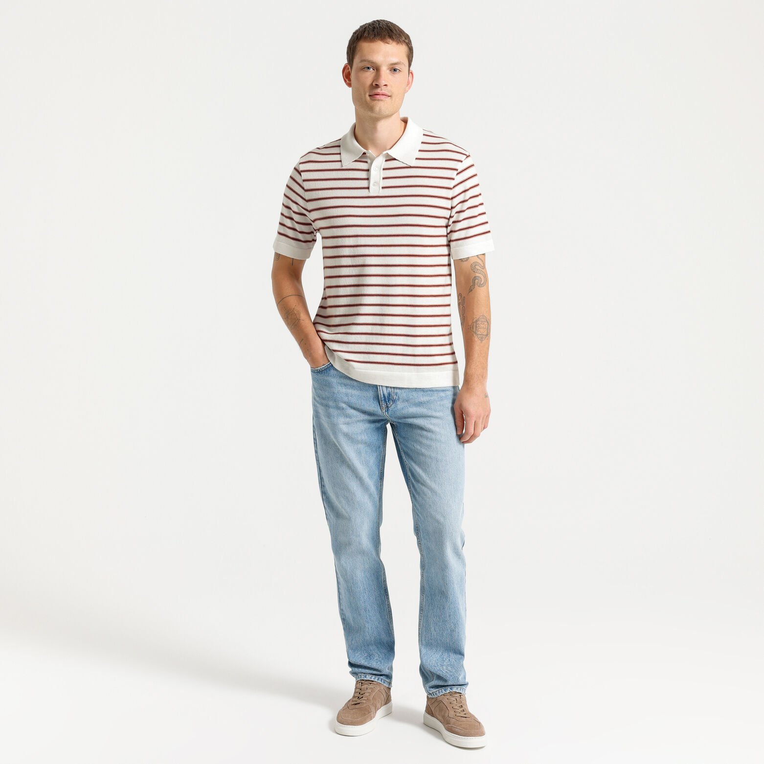Polo en maille rayures