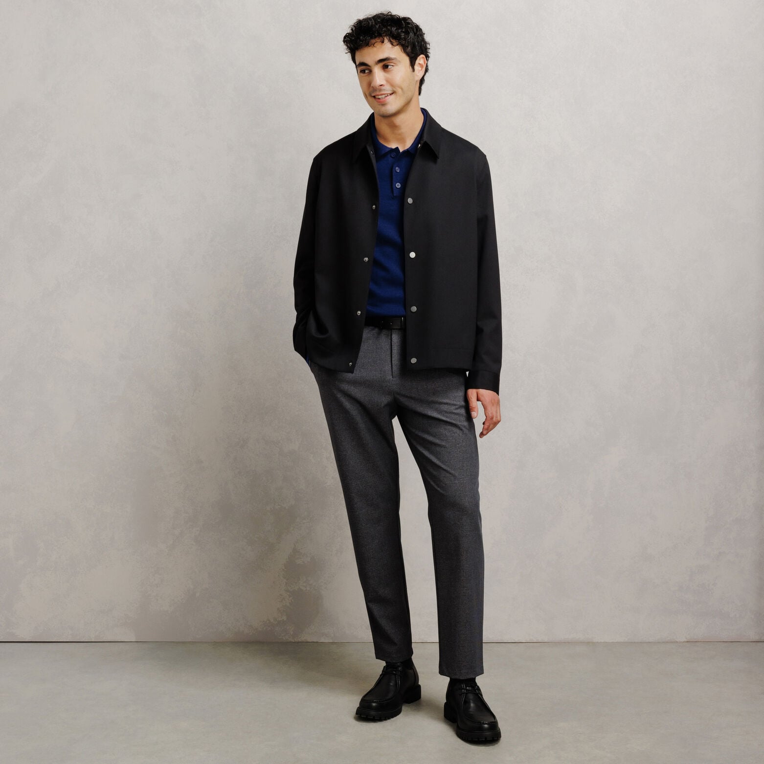 Pull col polo boutonn&eacute; 100% m&eacute;rinos
