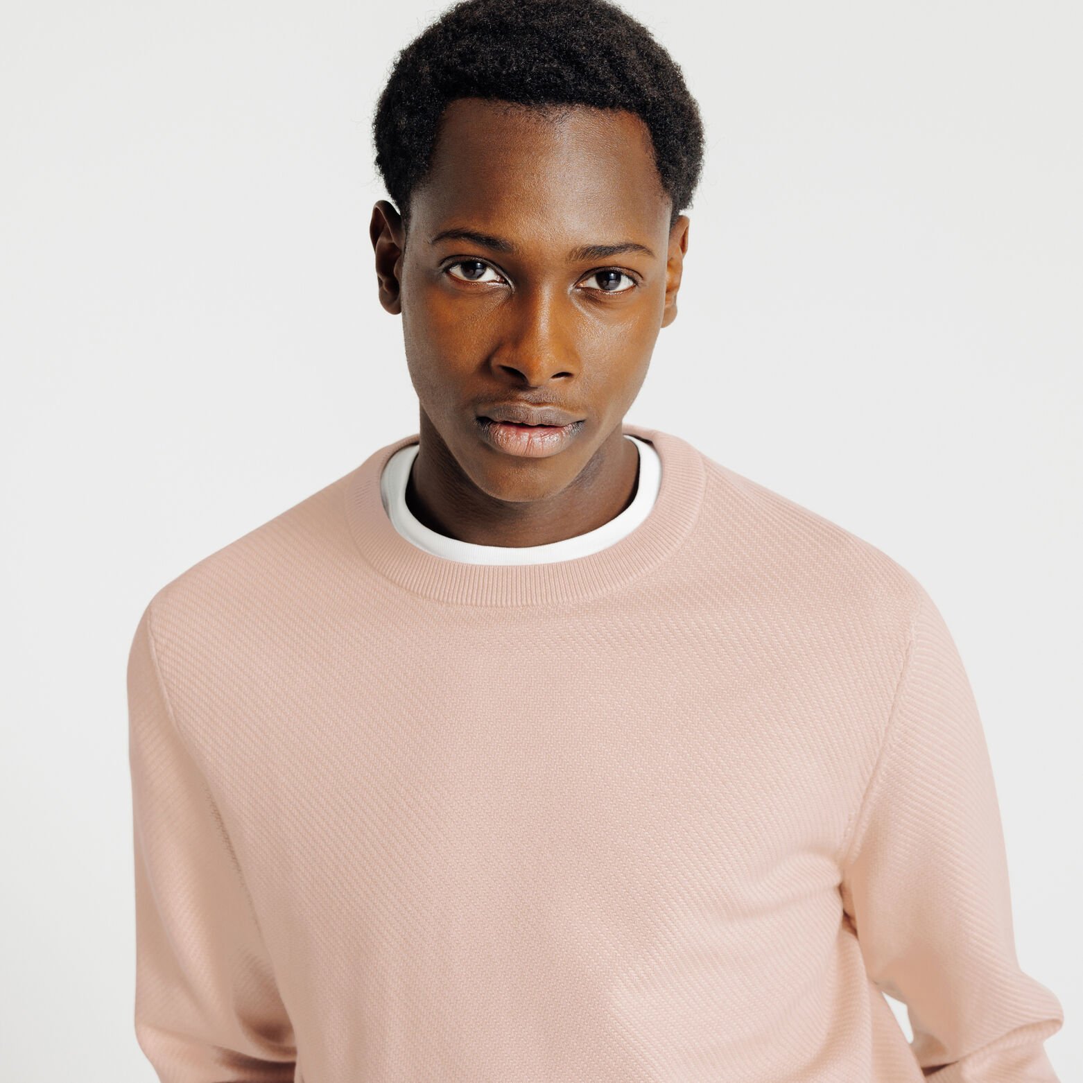 Pull col rond jeux de points fantaisie