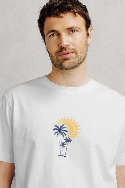 Tee shirt col rond imprim&eacute; devant dos "Long Beach"