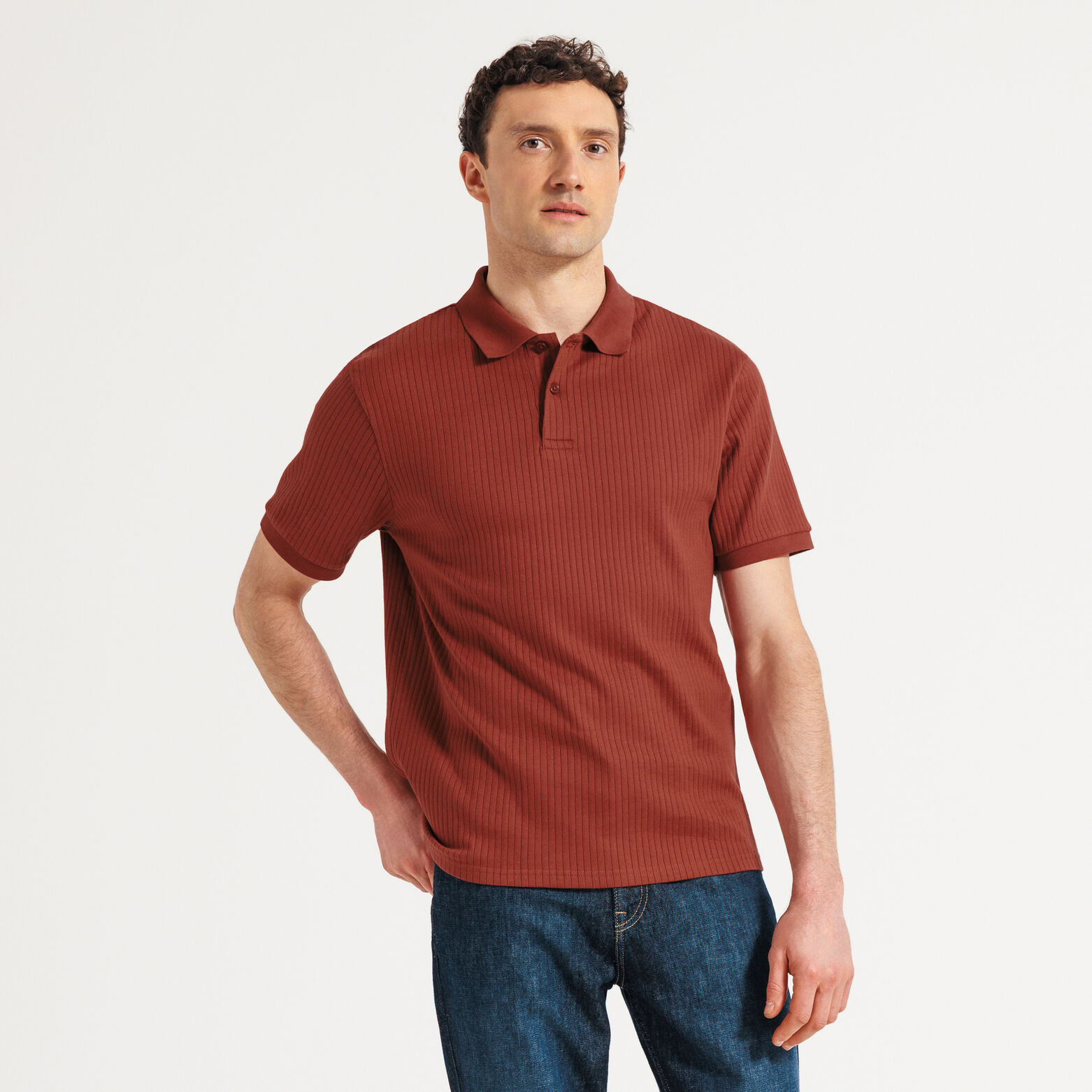 Polo manches courtes textur&eacute;