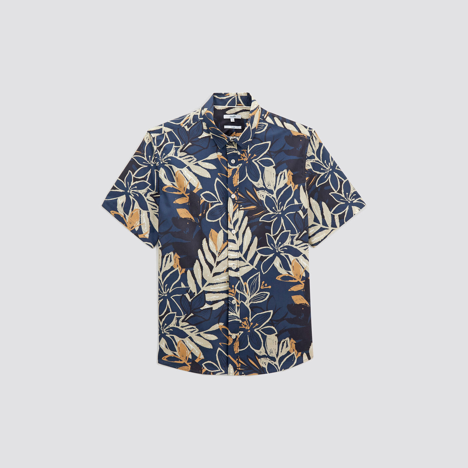 Chemise hawaïenne fleur coton Bleu moyen | Jules