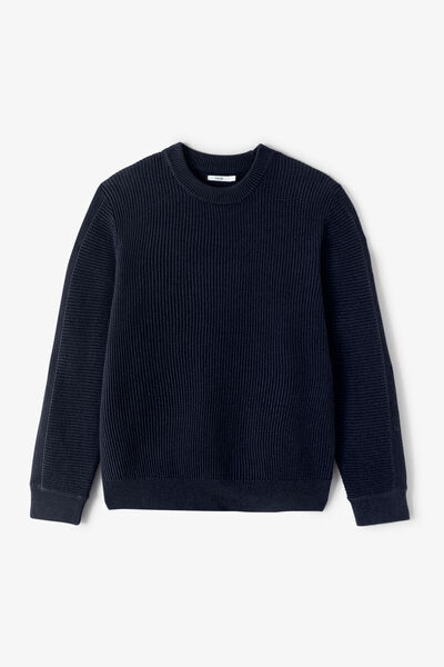 Pull col rond jeux de points fantaisie