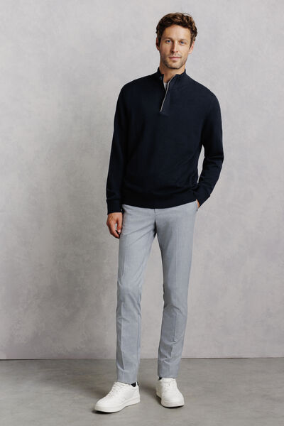 Pull col montant zipp&eacute; merinos cachemire