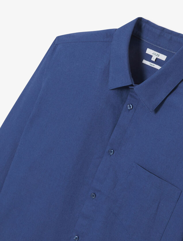 Effen hemd in katoen en linnen