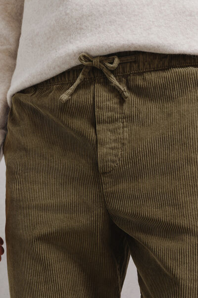 Pantalon tapered taille &eacute;lastiqu&eacute;e en velours