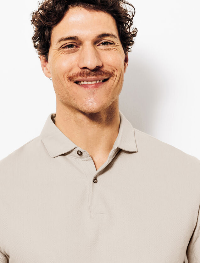 Polo met korte mouwen, visgraatmotief en Italiaans