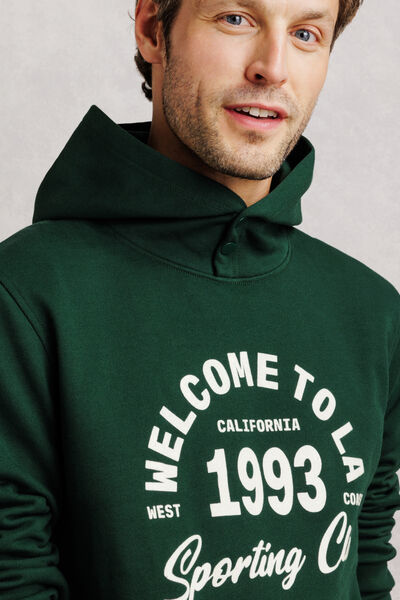 Hoodie met geflockte print vooraan 1993
