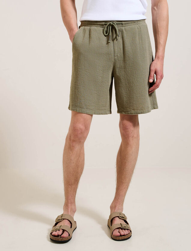 Bermuda taille élastiquée texturé