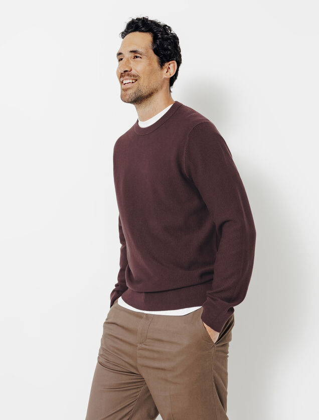 Trui ronde hals in fantasie stekenpatroon