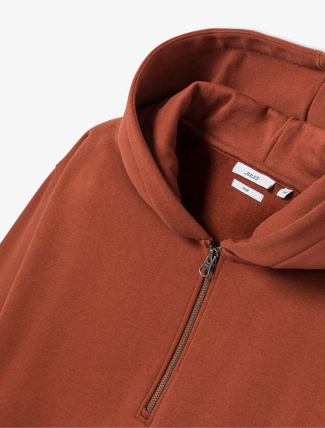 Sweater met kap en ritskraag