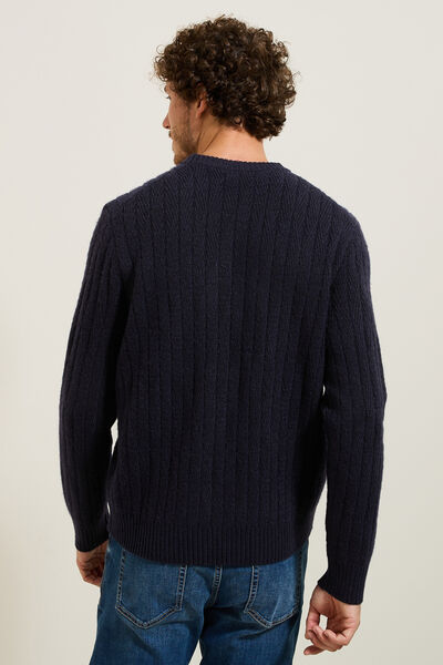 Pull col rond torsade