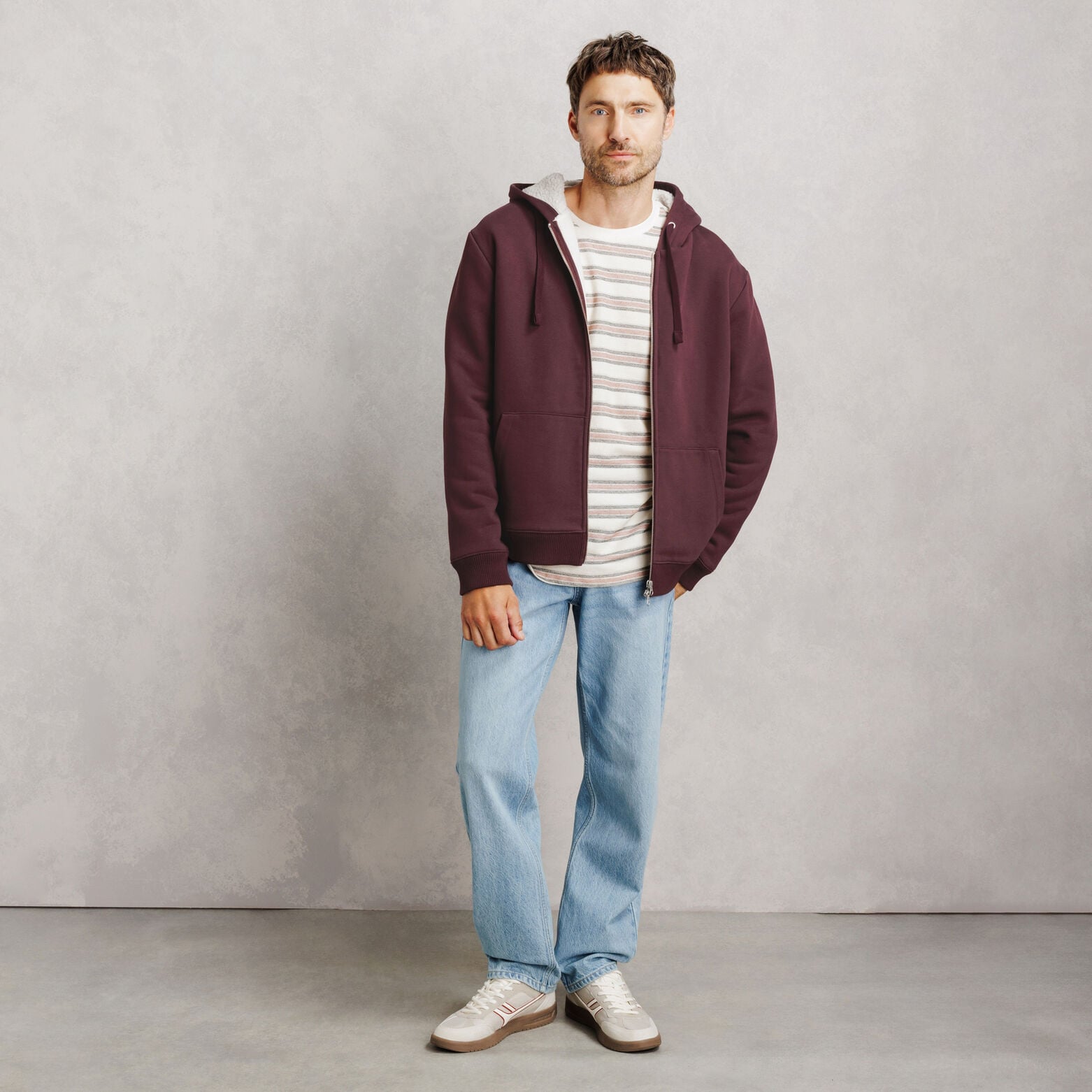 Sweat &agrave; capuche zipp&eacute; doubl&eacute; sherpa