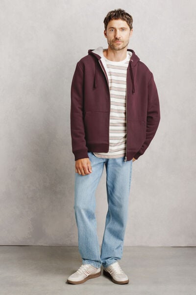 Sweat &agrave; capuche zipp&eacute; doubl&eacute; sherpa