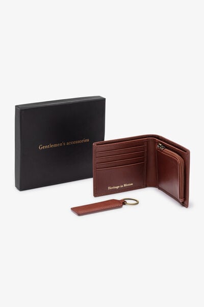 Coffret portefeuille et porte-clef 100% cuir