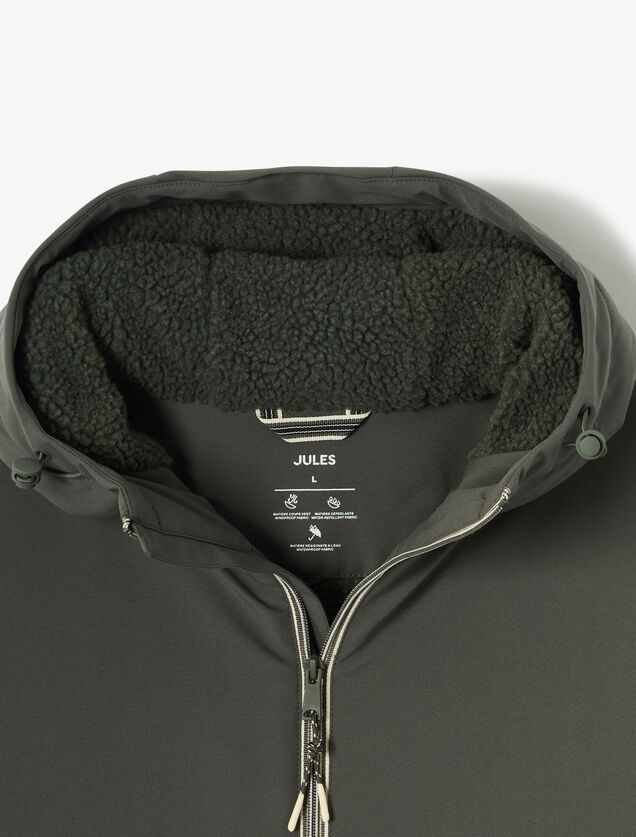 Parka longue &agrave; capuche doubl&eacute;e en sherpa