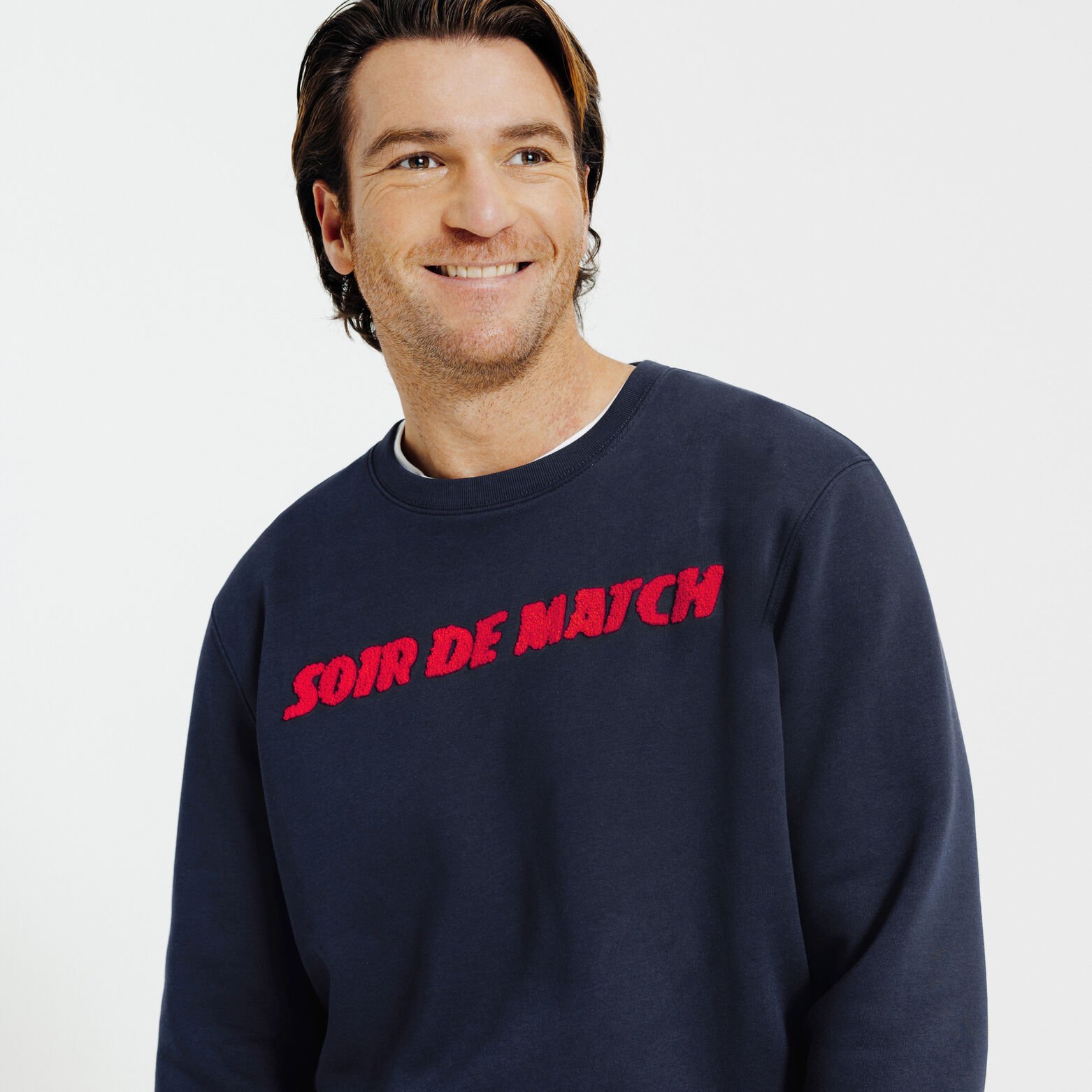 Sweat col rond d&eacute;tail bouclette licence L'&Eacute;quipe