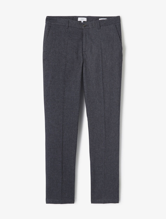 Straight fit chinobroek met flaneleffect