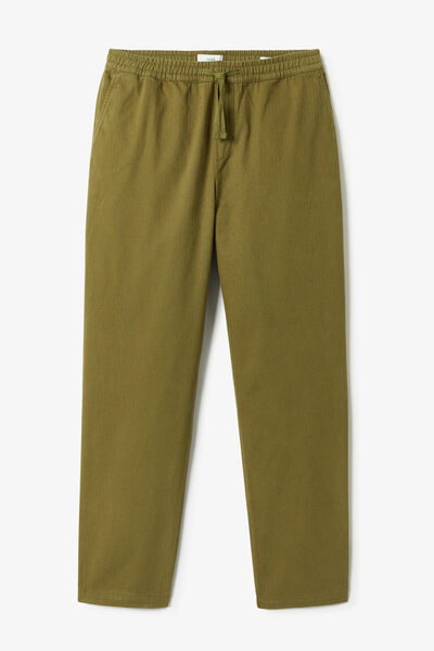 Pantalon tapered taille &eacute;lastiqu&eacute;e 100% coton