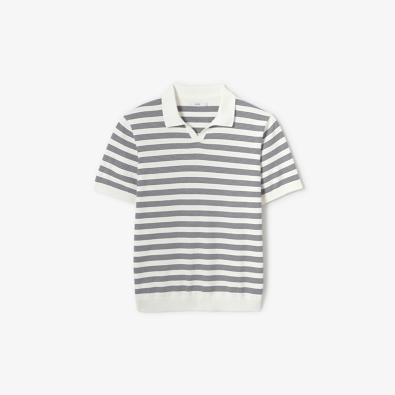 Gestreepte trui korte mouwen met resort polokraag