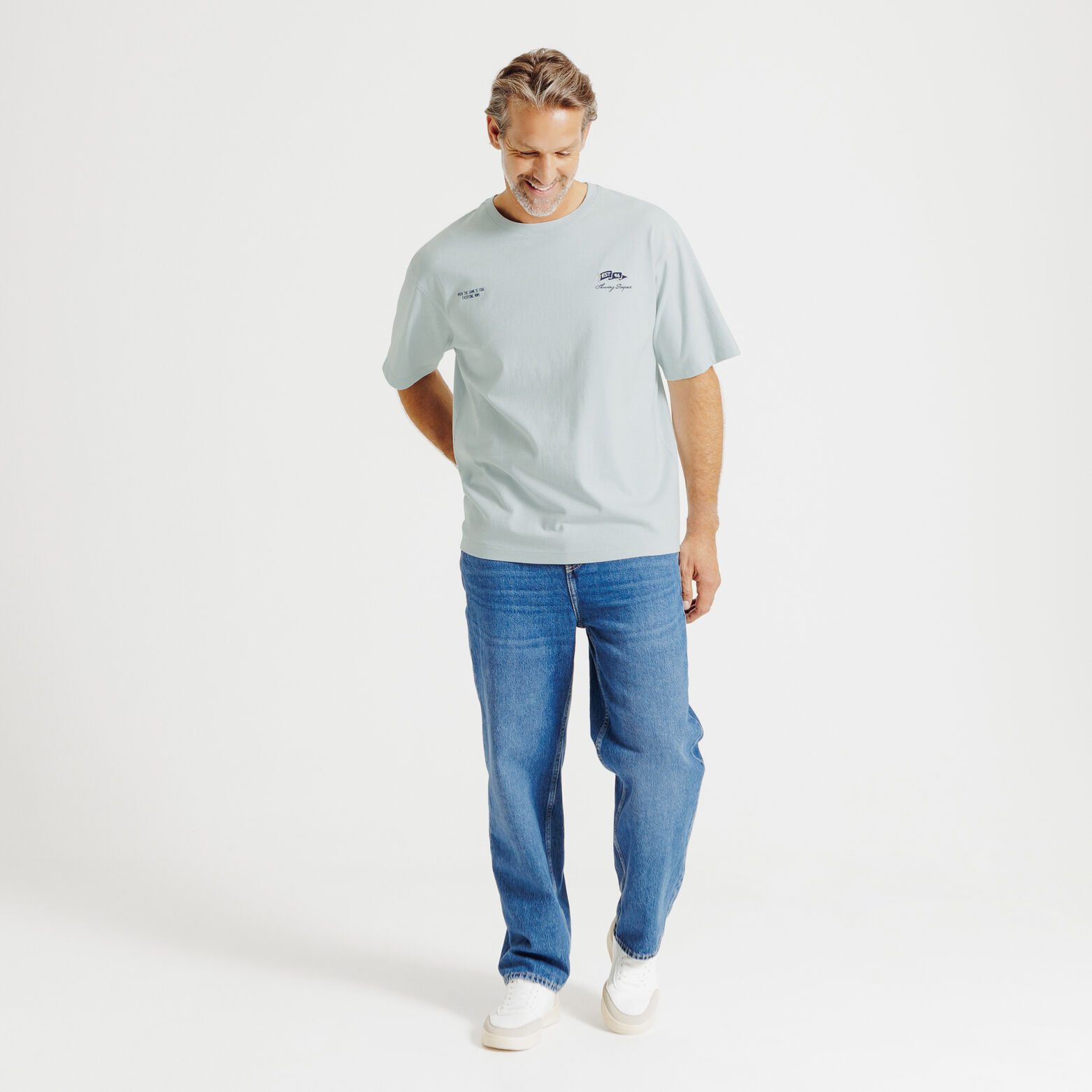 Tee shirt en coton brodé et imprimé devant