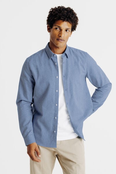 Chemise unie en coton flanelle