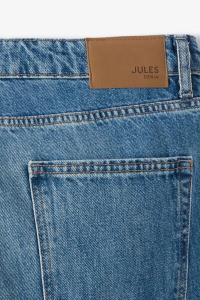 Jean loose avec abrasion d&eacute;lav&eacute; 100% coton