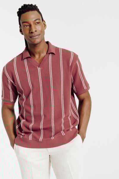 Polo manches courtes ray&eacute; col resort